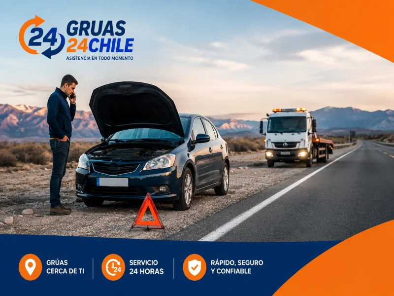Vehículo en panne esperando una grúa en carretera